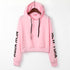 Womens Letters Long Sleeve Hoodie Sweatshirt Pullover Tops - menochic